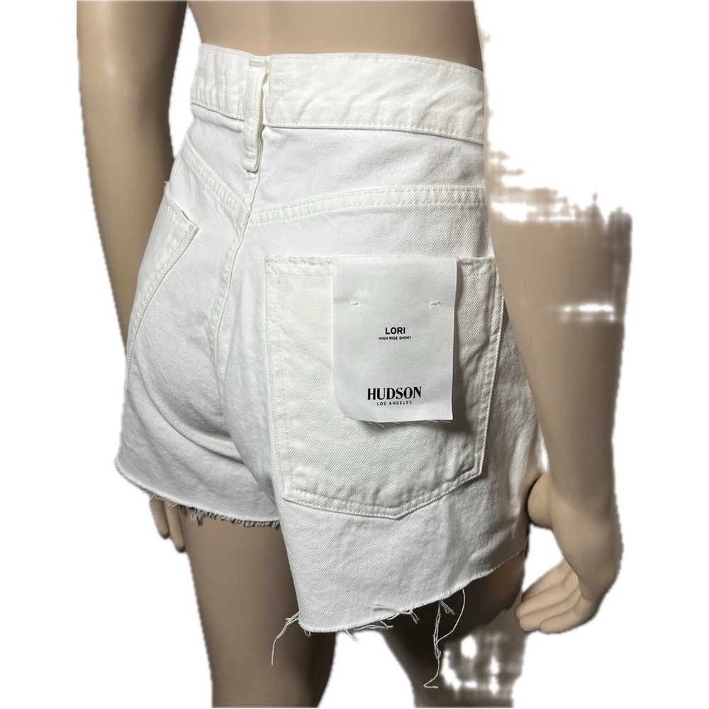 NWT Hudson Lori High Rise White Denim Shorts Button Fly - Picture 10 of 14